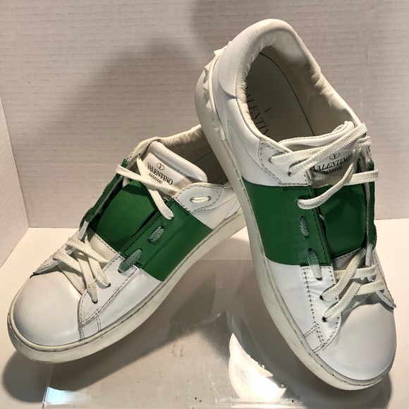 Valentino Garavani Green & White Low Top Sneakers Mens 39.5 - Picture 2 of 12